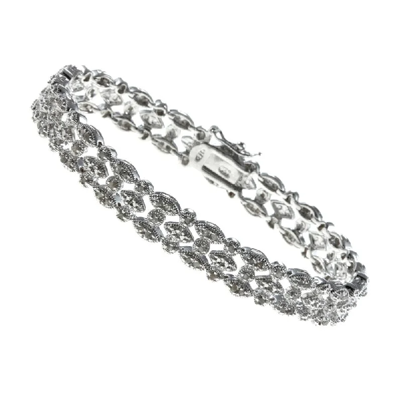 Finesque Sterling Silver 1ct TDW Diamond Marquise Bracelet (J-K, I3)