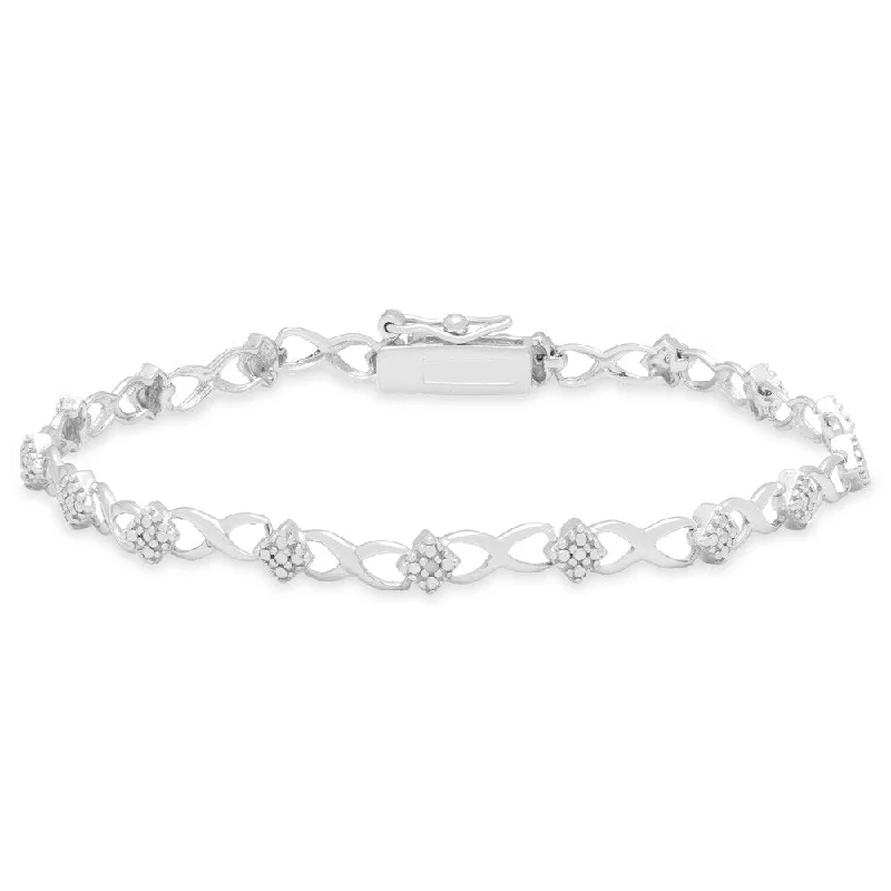 Finesque Sterling Silver Diamond Accent Infinity Design Bracelet