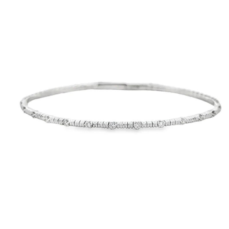 Flexible Diamond Bangle Bracelet in White Gold