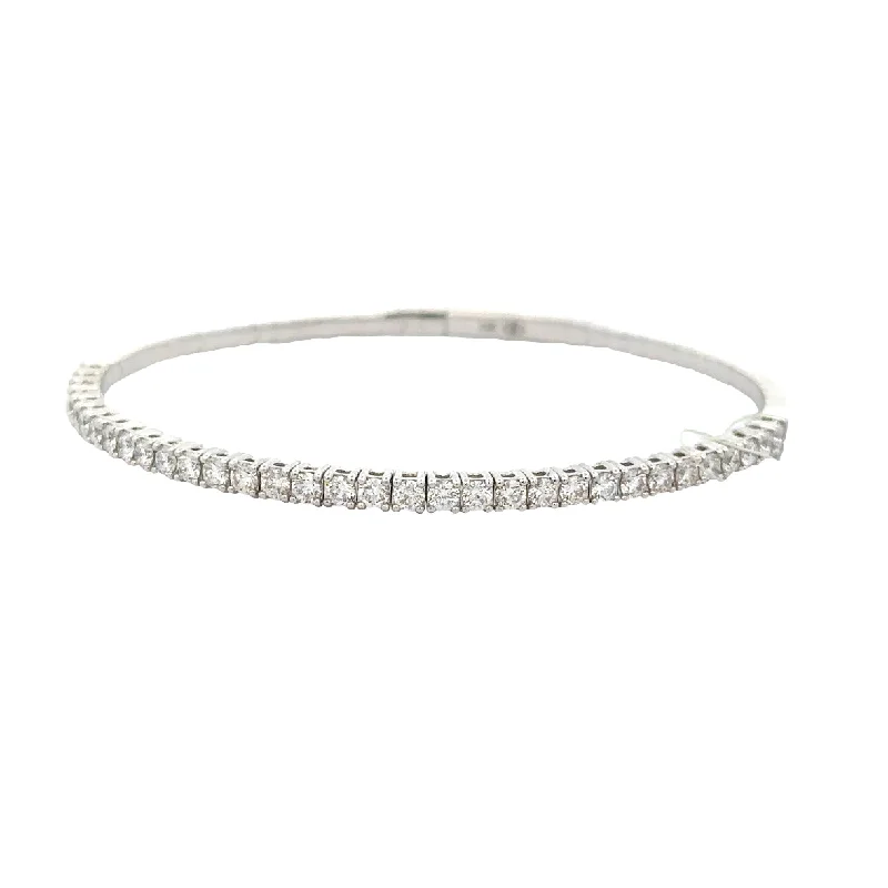 Flexible Diamond Bangle Bracelet in White Gold