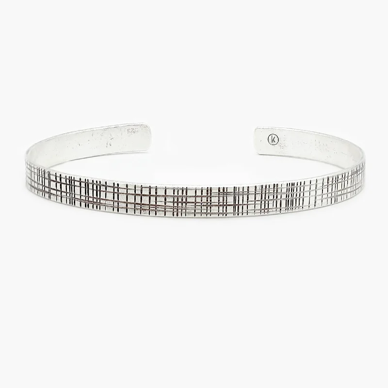 Hand-Forged Linear Sterling Silver Bangle