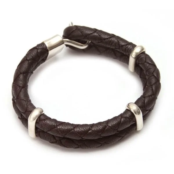 Handmade Leather Men's 'Furrows' Bracelet (Peru)