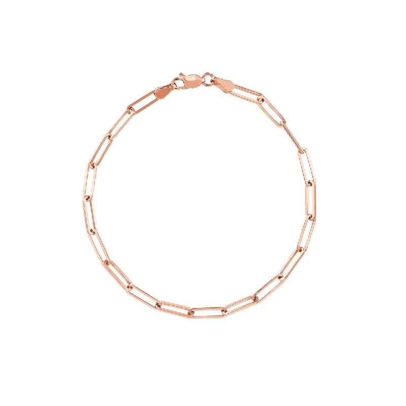 Marquee Jewels 14K Solid Rose Gold 3.80mm Paperclip Chain Bracelet