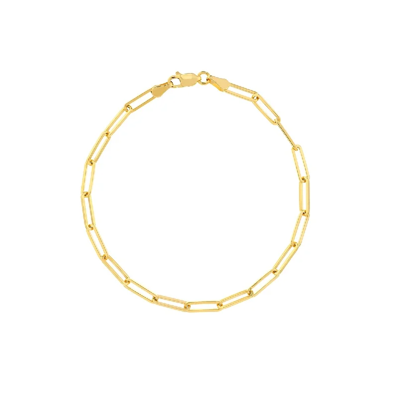 Marquee Jewels 14K Solid Yellow Gold 3.80mm Paperclip Chain Bracelet