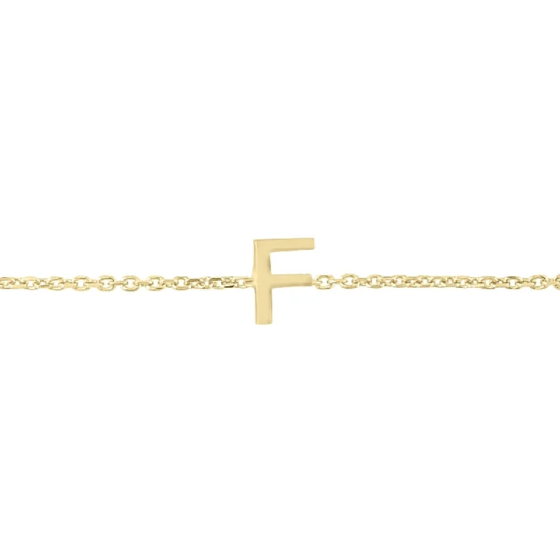 Marquee Jewels 14K Solid Yellow Gold F Mini Initial Bracelet