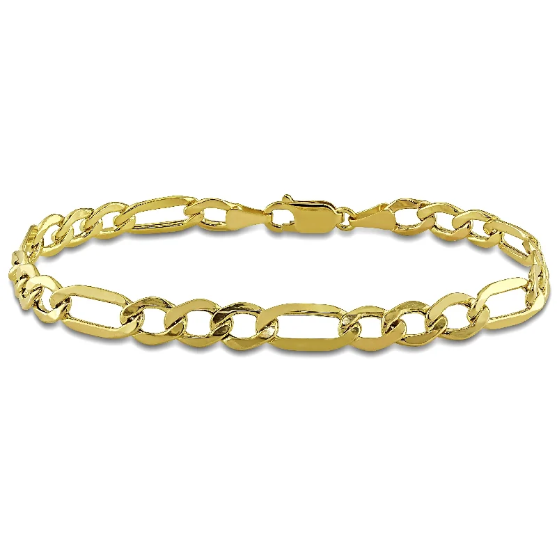 Miadora 10k Yellow Gold Men's Figaro Chain Link Bracelet - 9 in x 7 mm