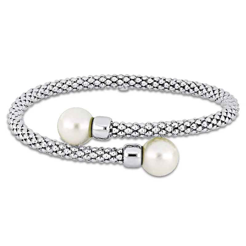 Miadora 11-12mm Freshwater Cultured Edison Pearl Popcorn Design Bangle in Sterling Silver