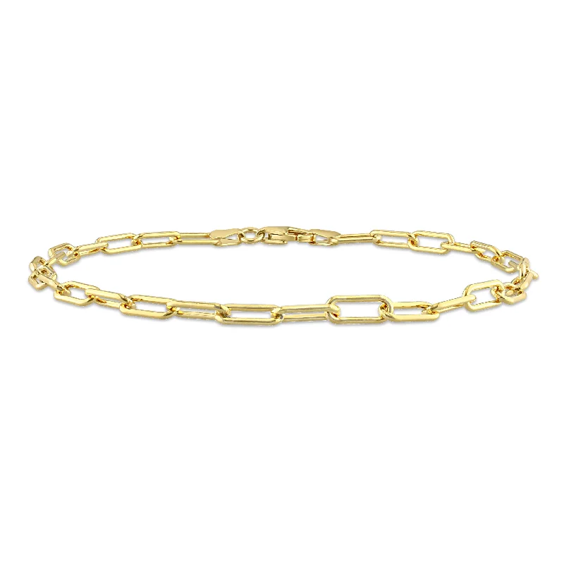 Miadora 18kt Yellow Gold Plated Sterling Silver Paperclip Men's Bracelet