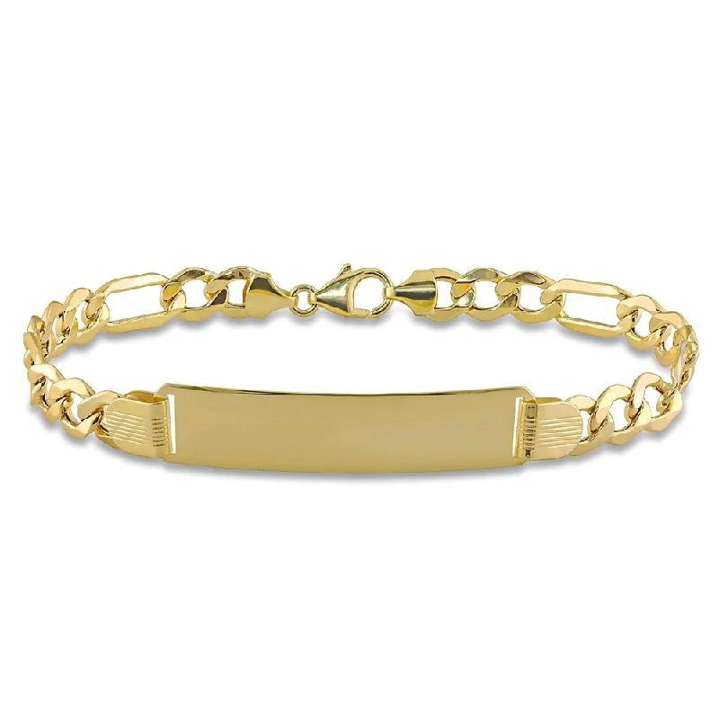 Miadora Men's Engravable Figaro-Style Link ID Bracelet in 10k Yellow Gold