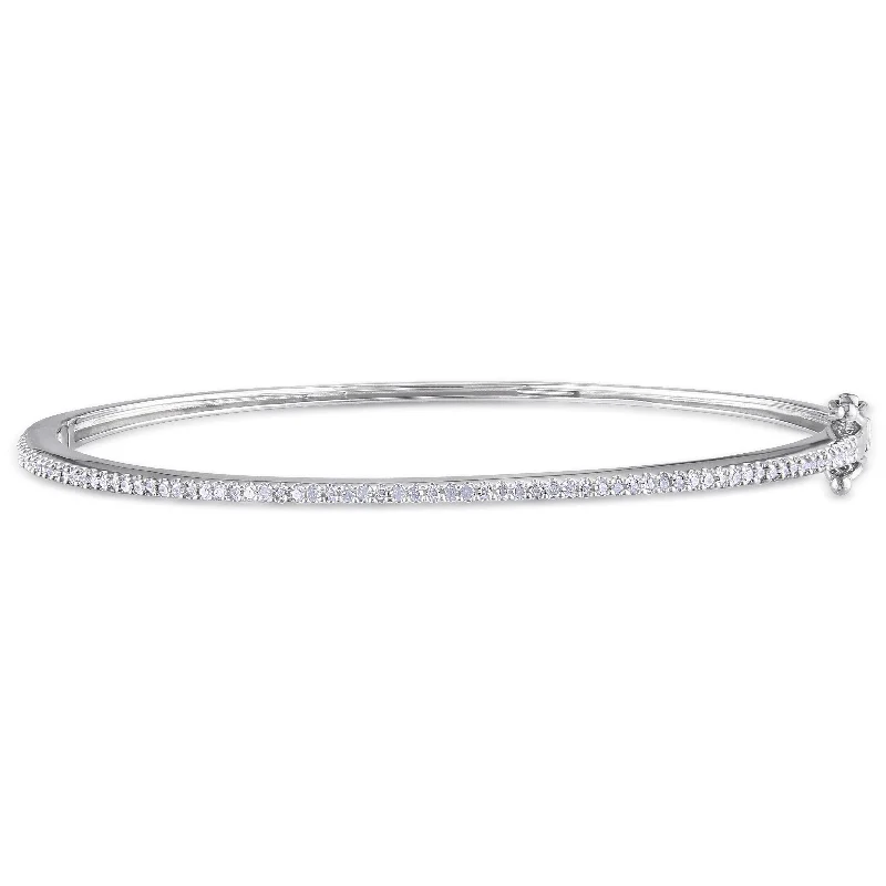 Miadora Sterling Silver 1/4ct TDW Diamond Bangle Bracelet - White