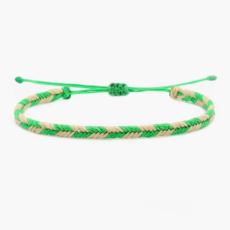 Mini Braided "Java" Bracelet (Light Green/Cream)