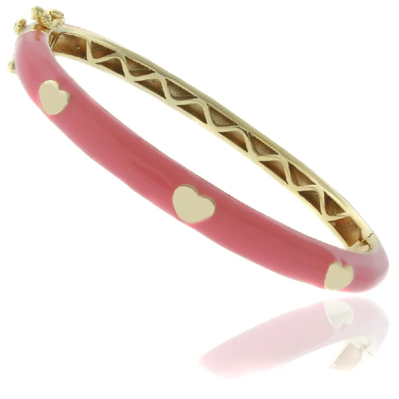 Molly and Emma 18k Gold Overlay Children's Enamel Heart Bangle