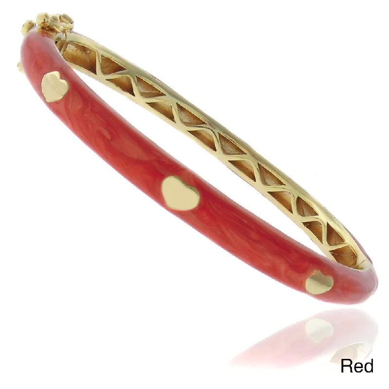 Molly and Emma 18k Gold Overlay Children's Marbled Enamel Heart Bangle