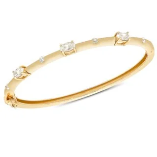 Molly and Emma Goldplated Sterling Silver Cubic Zirconia 3-stone Bangle