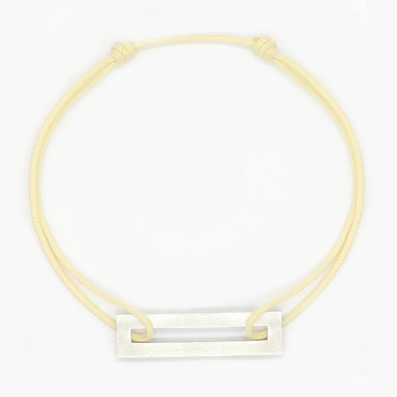 Rope Bracelet With Sterling Silver Bar (Cream)