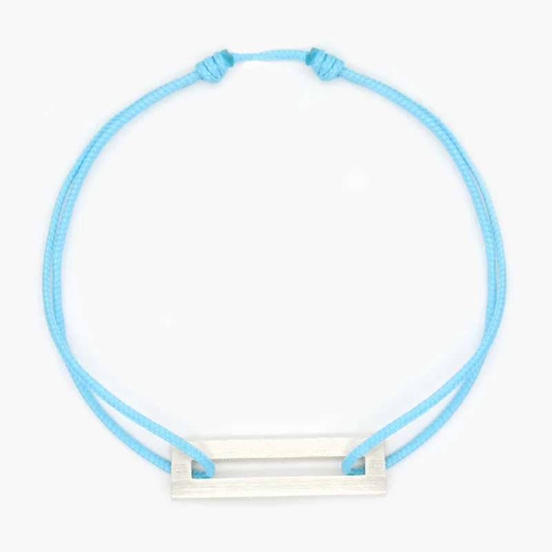 Rope Bracelet With Sterling Silver Bar (Santorini Blue)