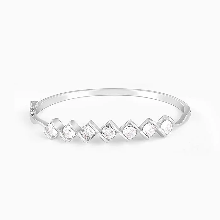 Silver Zircon Order of Opulence Bangle Bracelet