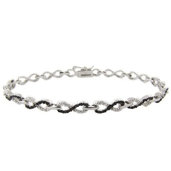 Sterling Silver Black Diamond Accent Infinity Link Bracelet