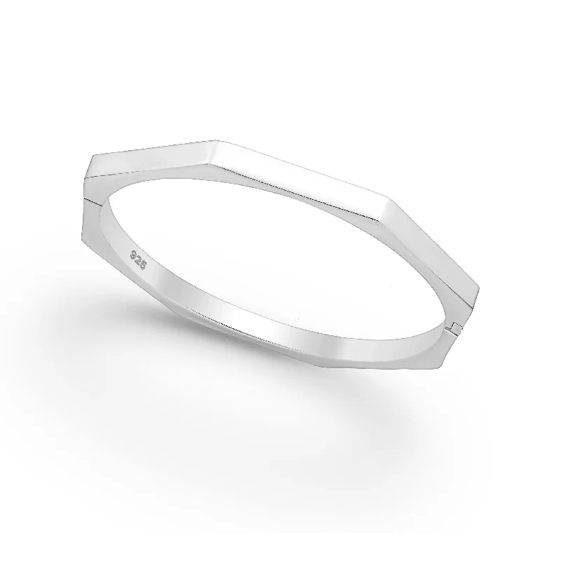 Sterling Silver Geometric Octagon Bangle