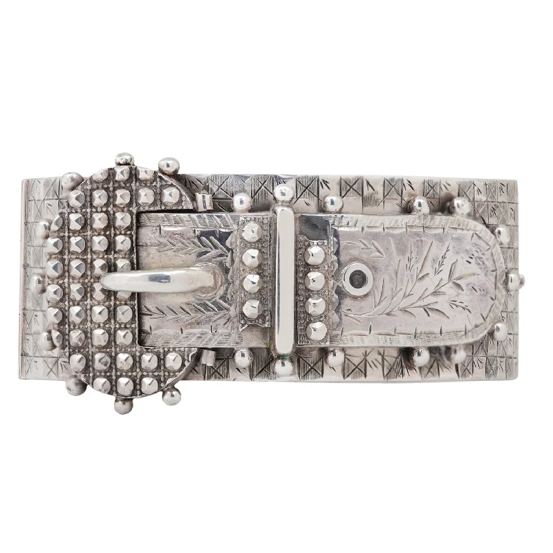 Wide Silver Belt Buckle Bangle