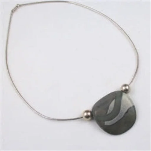 Dark Grey Handmade Pendant Necklace