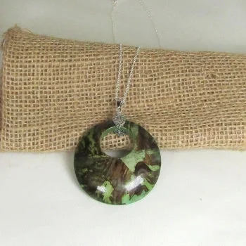 Green Inlay Horn Fair Trade Pendant Necklace