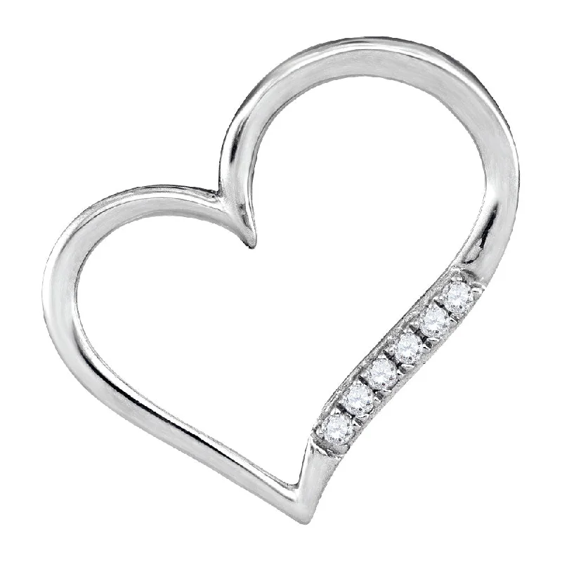 10kt White Gold Womens Round Diamond Heart Outline Pendant 1/20 Cttw