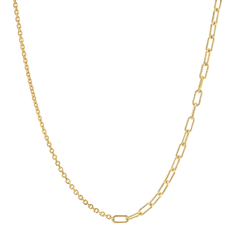 Diamond Cut Rolo & Paper Clip Chain Necklace