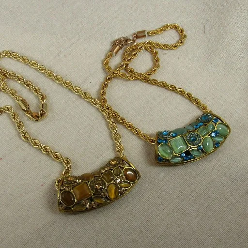 Crystal & Gold Barrel Pendant Necklace