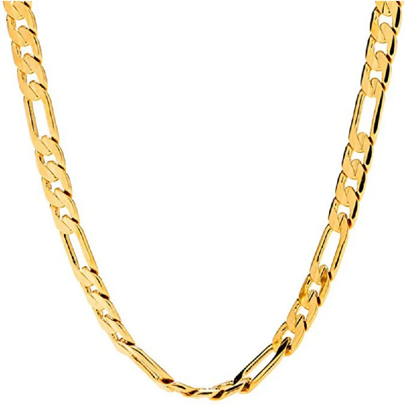 6mm Figaro Chain Gold Necklace Figaro Chain Diamond Cut