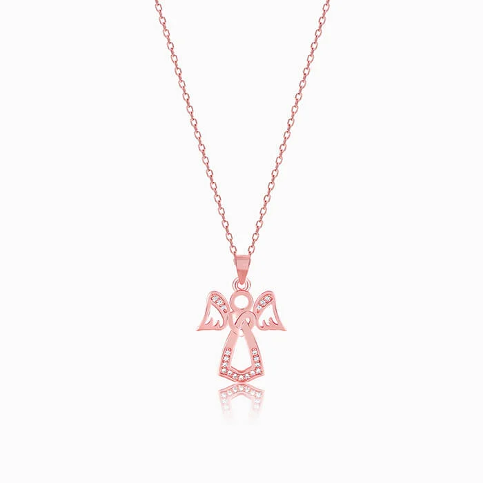 Rose Gold Angel Pendant with Link Chain