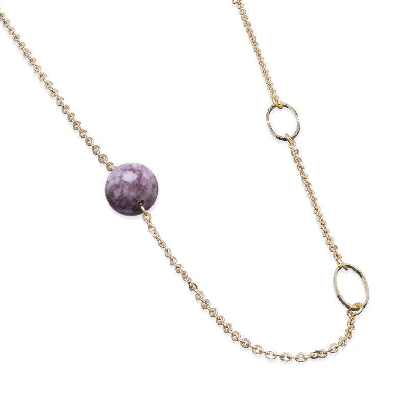 Gold Plated Lepidolite Chain Necklace