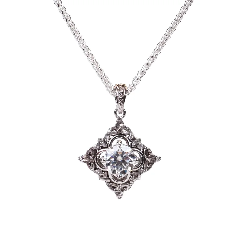 10k White Gold Celestial Pendant - 2ct White Moissanite