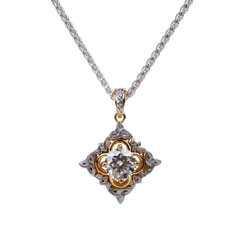 14k White and Yellow Gold Celestial Pendant - Certified Lab Grown Diamond