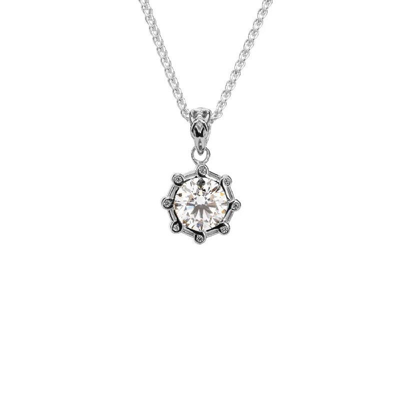 14k White Gold Celestial Pendant - Certified Lab Grown Diamond