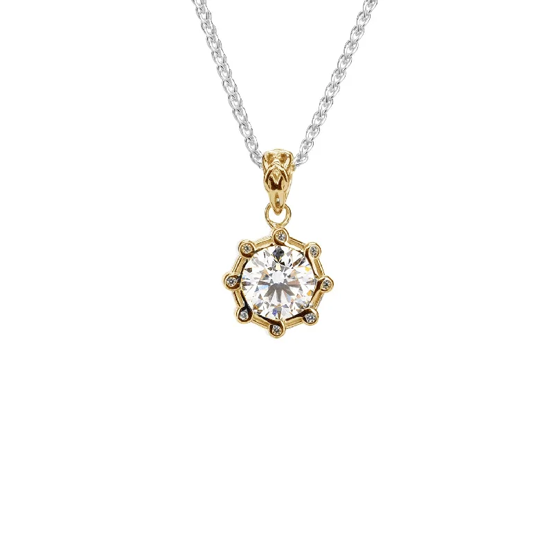 14k Yellow Gold Celestial Pendant - Certified Lab Grown Diamond