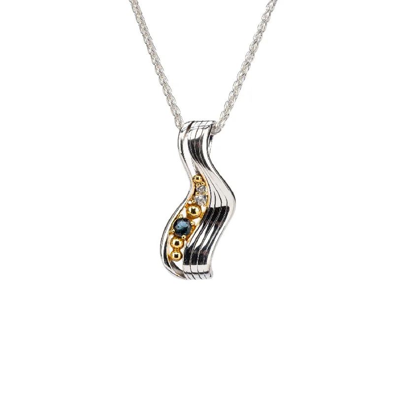 Silver and 10k Gold Rocks 'n Rivers Pendant - London Blue Topaz