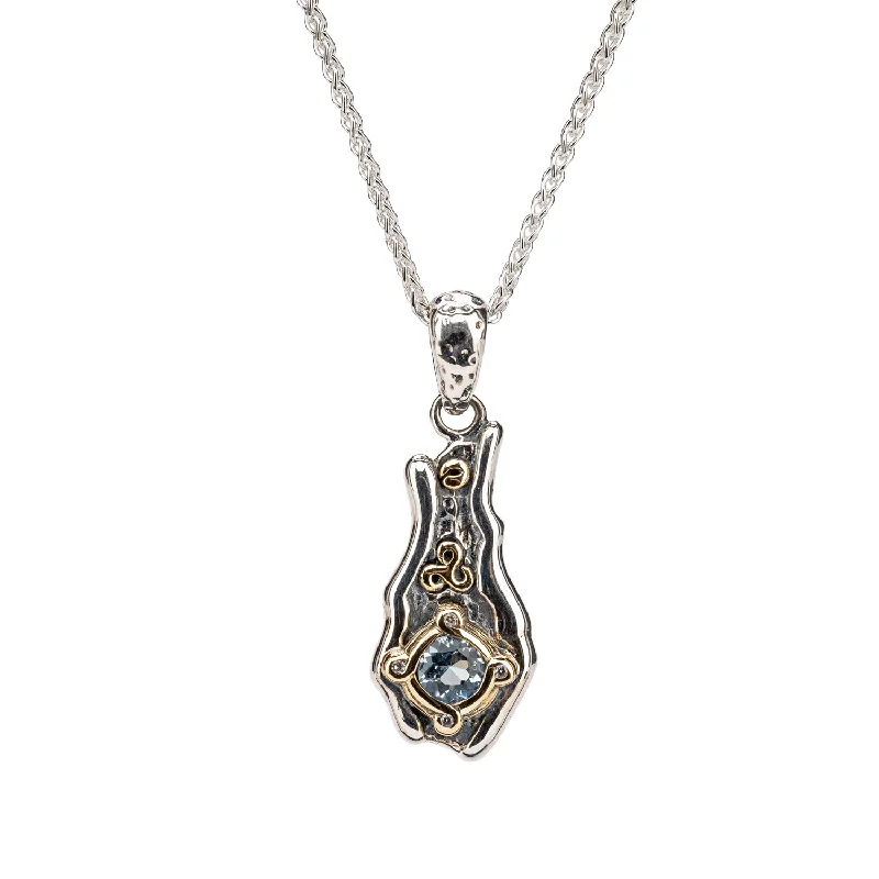 Silver and 10k Gold Rocks 'n Rivers Eddy Pendant - Sky Blue Topaz