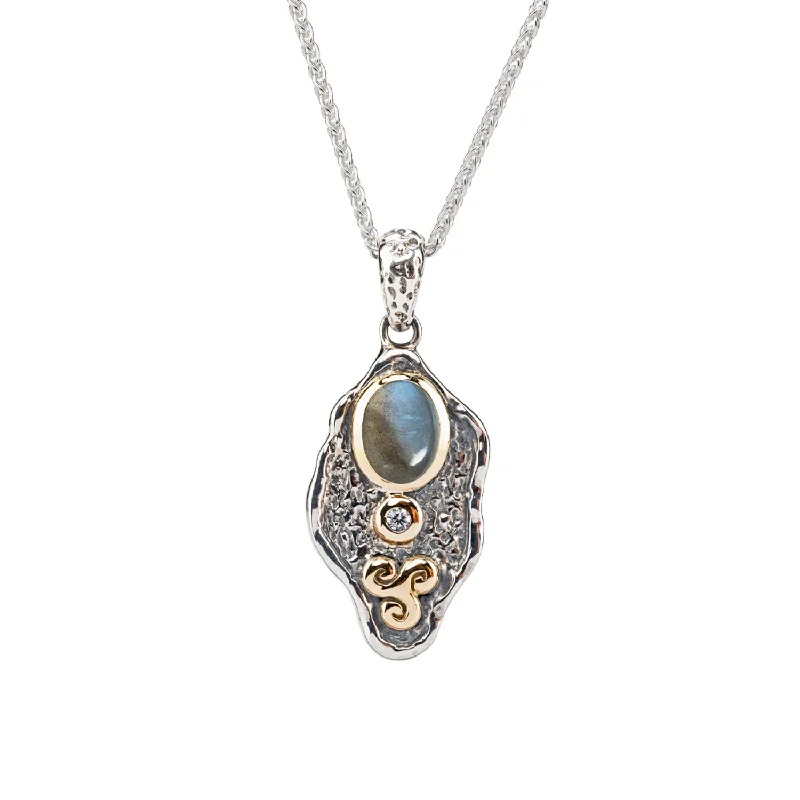 Silver and 10k Gold Rocks 'n Rivers Pendant - Labradorite