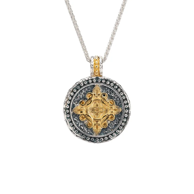 Silver with 14k Gold Gilding Medallion Shield Pendant