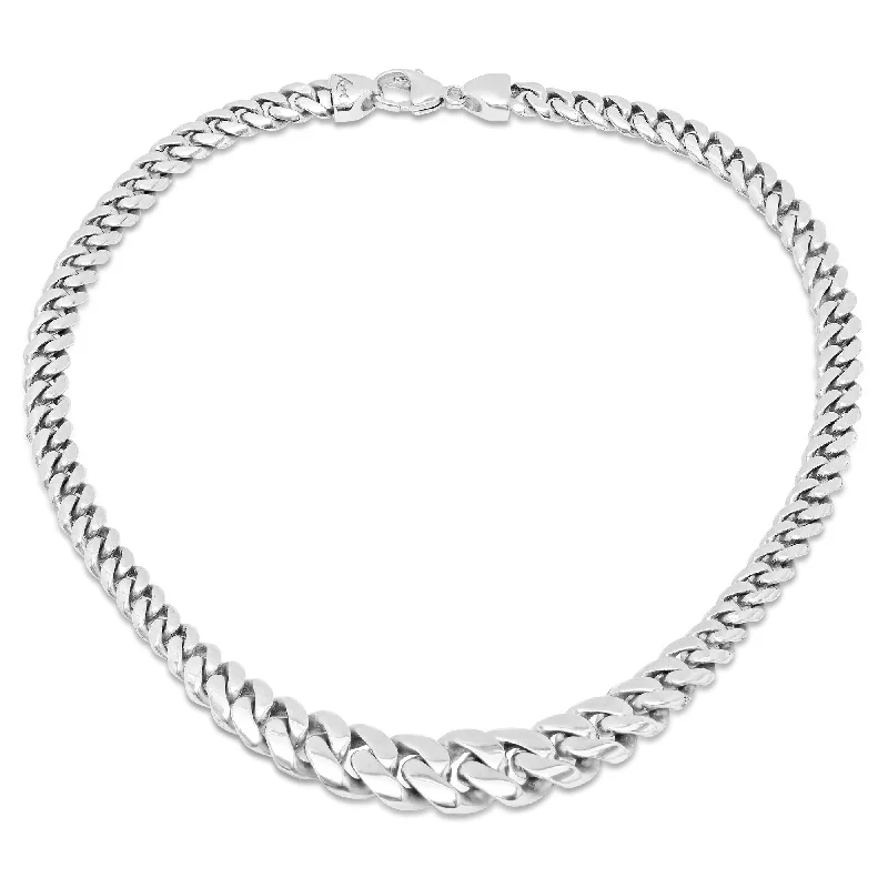 Sterling Silver Graduated Signature Cuban Link Chain Necklace