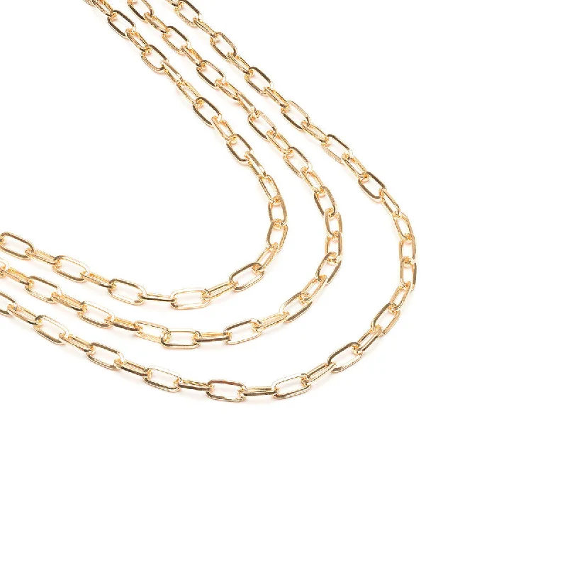 Triple Layered Paper Clip Chain Necklace