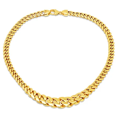 14K Yellow Gold Handmade Graduated Signature Cuban Link Chain