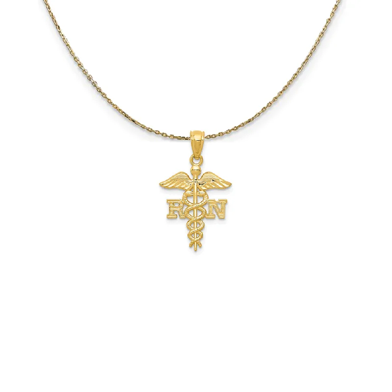 14k Yellow Gold 3D RN Nurse (25mm) Necklace