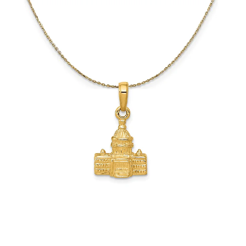 14k Yellow Gold 3D Washington D.C. Capital Building Necklace