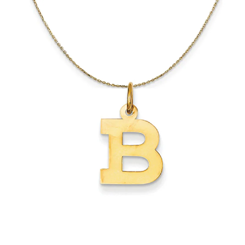 14k Yellow Gold, Amanda, Sm Block Initial B Necklace