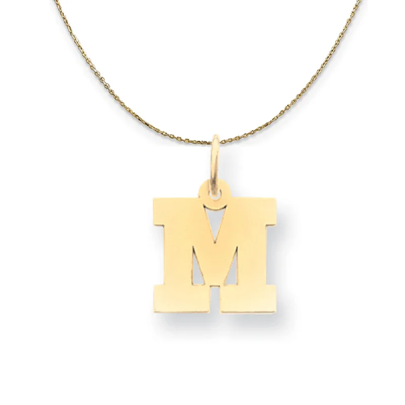 14k Yellow Gold, Amanda, Sm Block Initial M Necklace