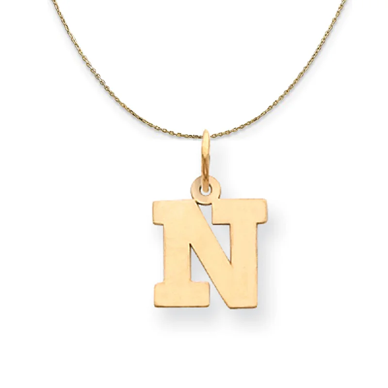 14k Yellow Gold, Amanda, Sm Block Initial N Necklace