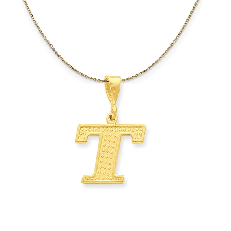 14k Yellow Gold, Ashley, Initial T Necklace