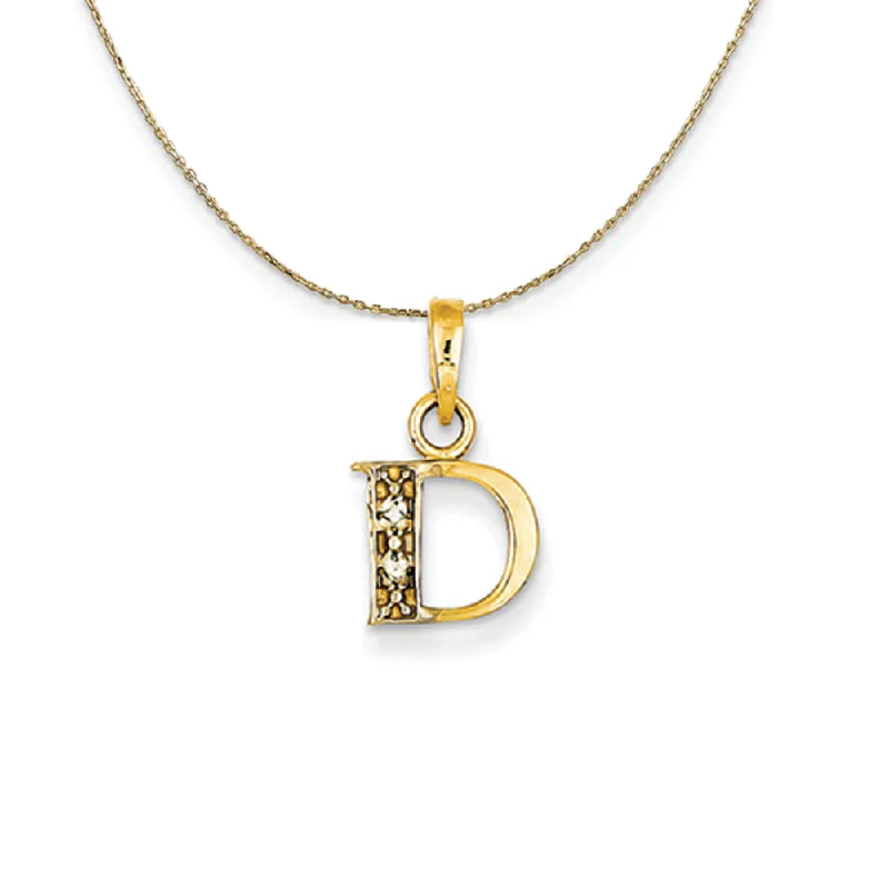 14k Yellow Gold Chloe Mini Diamond Accent initial D Necklace